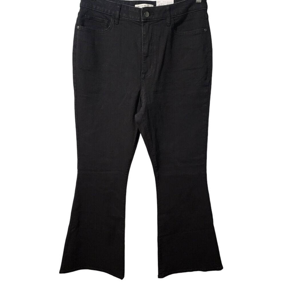 Elizabeth and James Womens Cotton Blend Denim Flare Pants Black Size 14 New